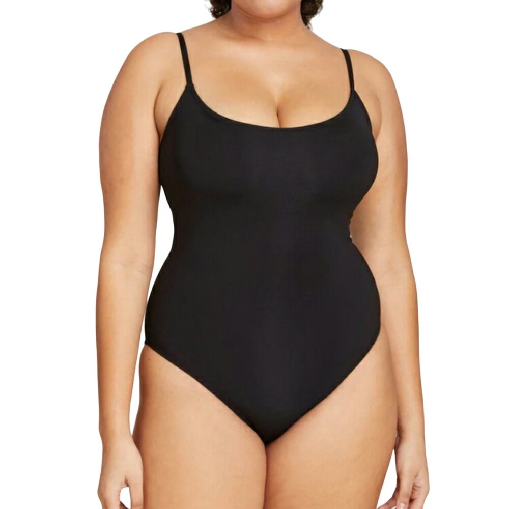 Andie Full Coverage Amalfi One Piece Black Scoop Neck Adjustable Swim Size M New